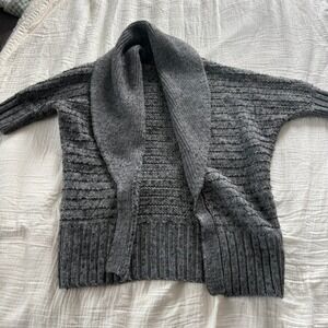 Express Cardigan Shawl Collar Wool Blend Grey Chunky Knit Open Front Cozy XS
